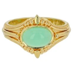 Kent Raible 18 Karat Gold Chrysoprase Cocktail Ring With Fine Granulation