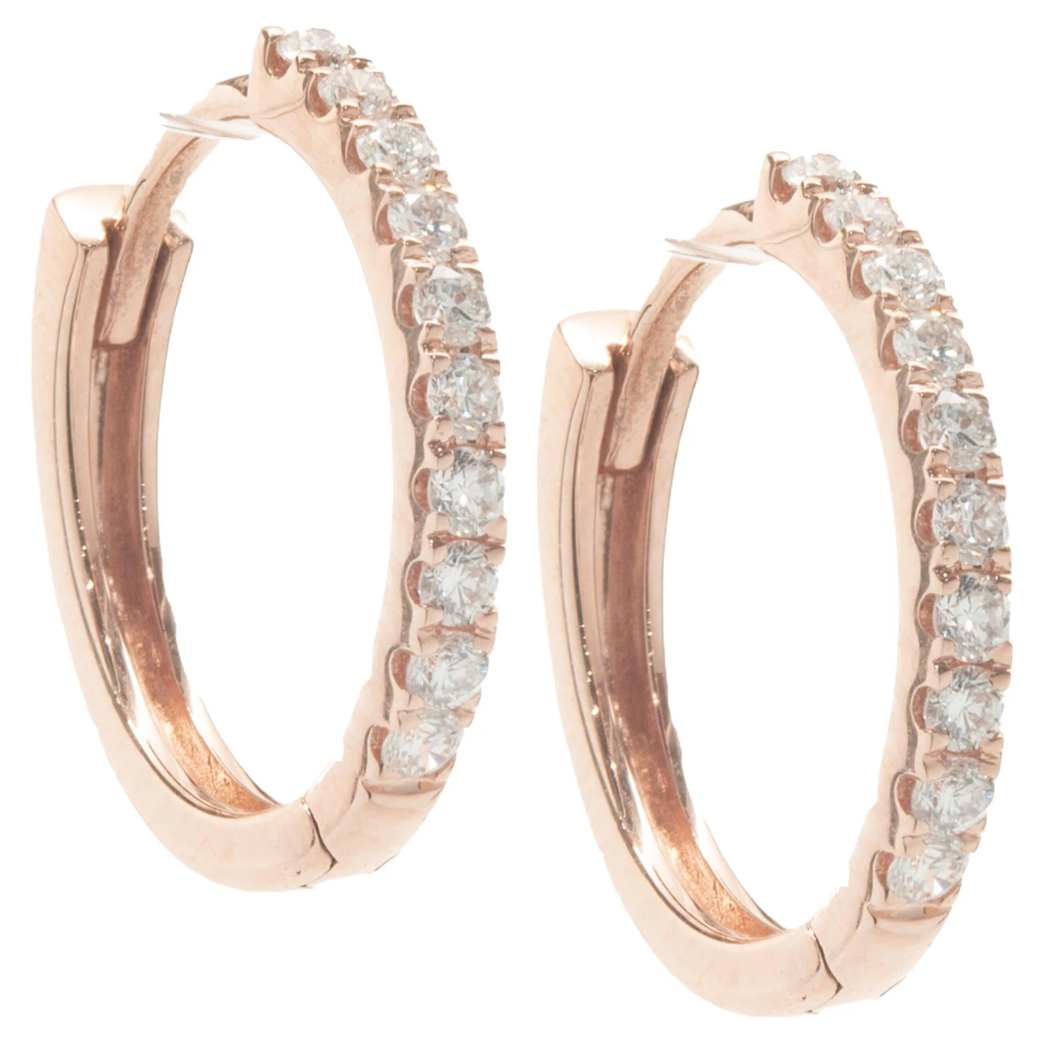 Unknown 18 Karat Rose Gold Diamond Huggie Hoop Earrings 3 Unknown 18 Karat Rose Gold Diamond Huggie Hoop Earrings