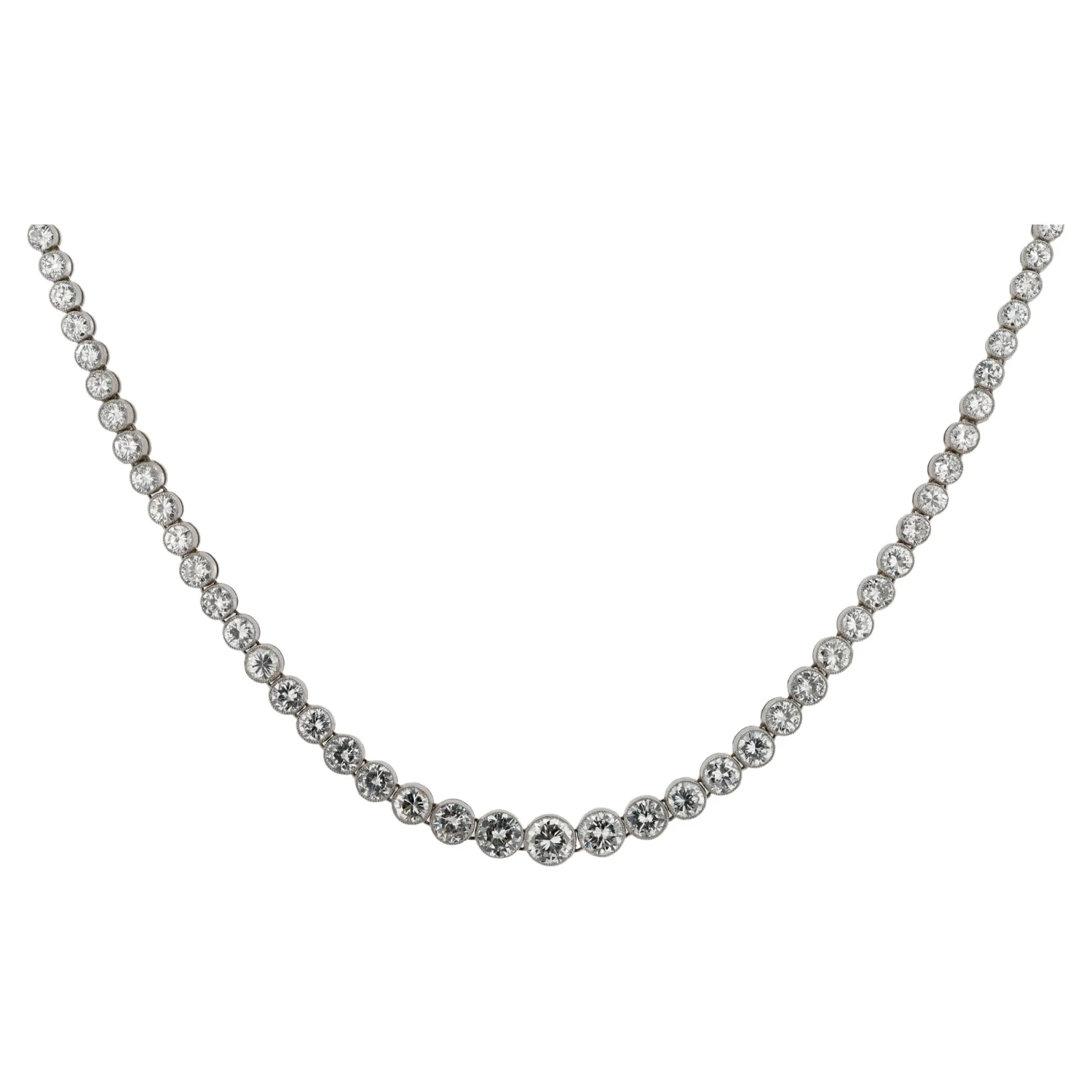 Unknown Platinum 14.21 Carat Diamond Riviera Necklace 3 Unknown Platinum 14.21 Carat Diamond Riviera Necklace