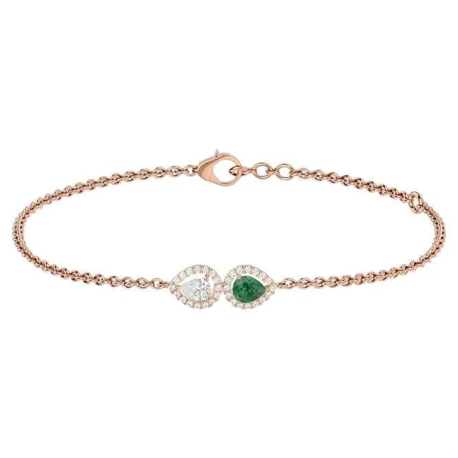 Unknown Emerald & Diamond Dual Tone Bracelet In 18 Karat Gold 3 Unknown Emerald & Diamond Dual Tone Bracelet In 18 Karat Gold