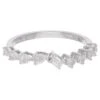 0.52 Carat Emerald & Pear Diamond Half Eternity Band Ring 18 Karat White Gold