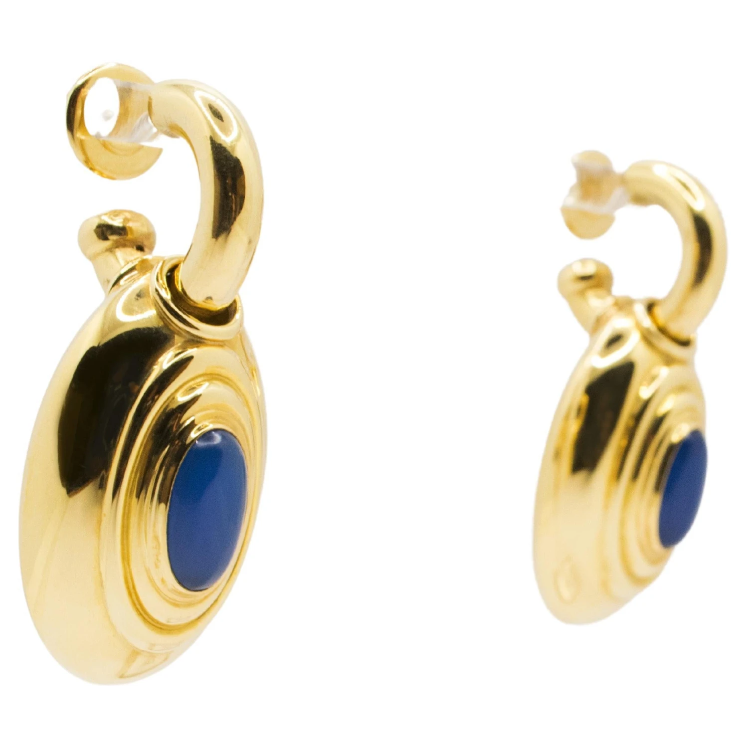 Unknown 18 Kt Yellow Gold And Blue Agate Earrings 4 Unknown 18 Kt Yellow Gold And Blue Agate Earrings – Image 2