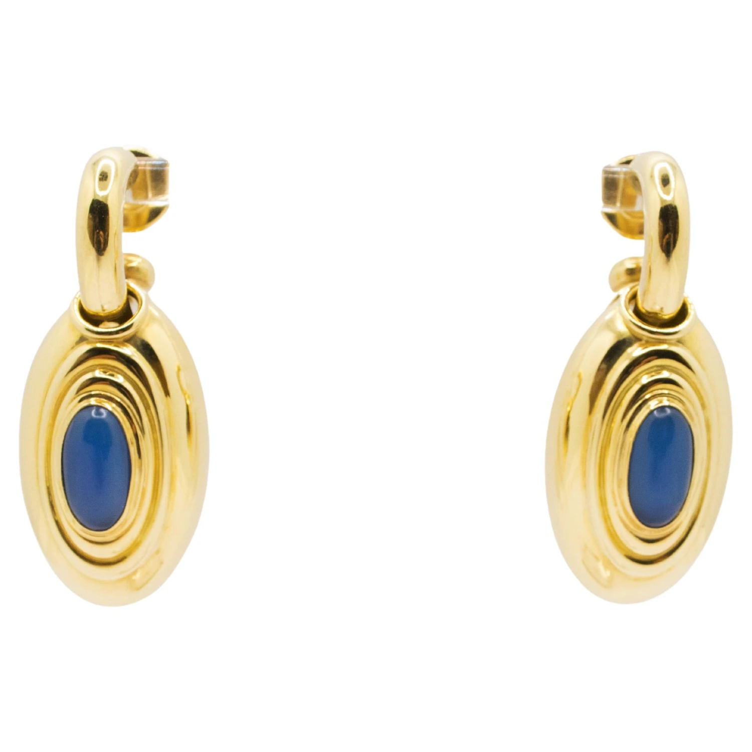 Unknown 18 Kt Yellow Gold And Blue Agate Earrings 3 Unknown 18 Kt Yellow Gold And Blue Agate Earrings