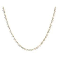 Unknown 18 Karat Yellow Gold Diamond Tennis Necklace