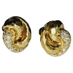 Unknown Henry Dunay Diamond And Gold Knot Earrings