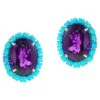 Unknown Oval Amethyst Cut And Turquoise Cabochon Earrings, 18k