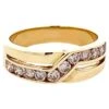 Unknown Mens Light Champagne Diamond Row Crossover Band Ring In 14k Yellow Gold