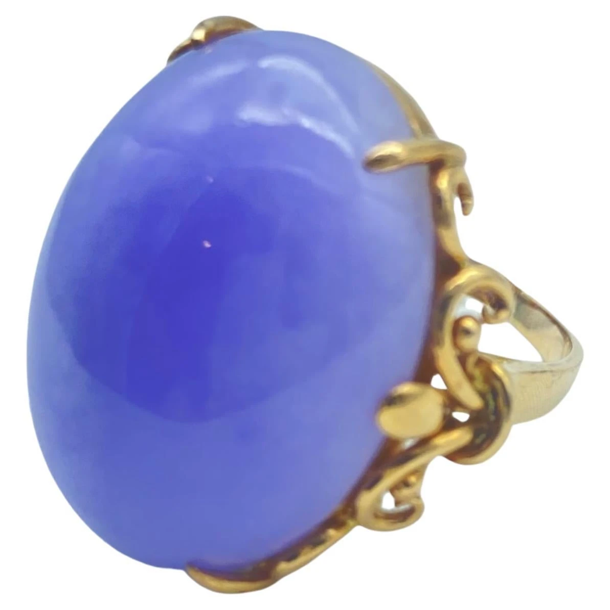 Unknown 14k Lavender Jade Natural Filigree Yellow Gold Ring 3 Unknown 14k Lavender Jade Natural Filigree Yellow Gold Ring