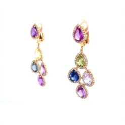 18 Karat Rose Gold Diamond Multi-Coloured Sapphire Drop Earrings -Mode Bijouterie Magasin jr0007 2022 03 15 11 14 44 master