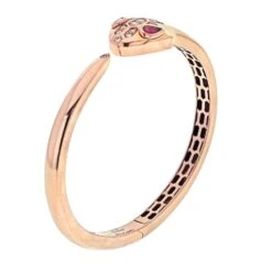Bvlgari 18K Rose Gold Serpenti Petite Diamond Snake Bangle Bracelet -Mode Bijouterie Magasin lkWfBt w master