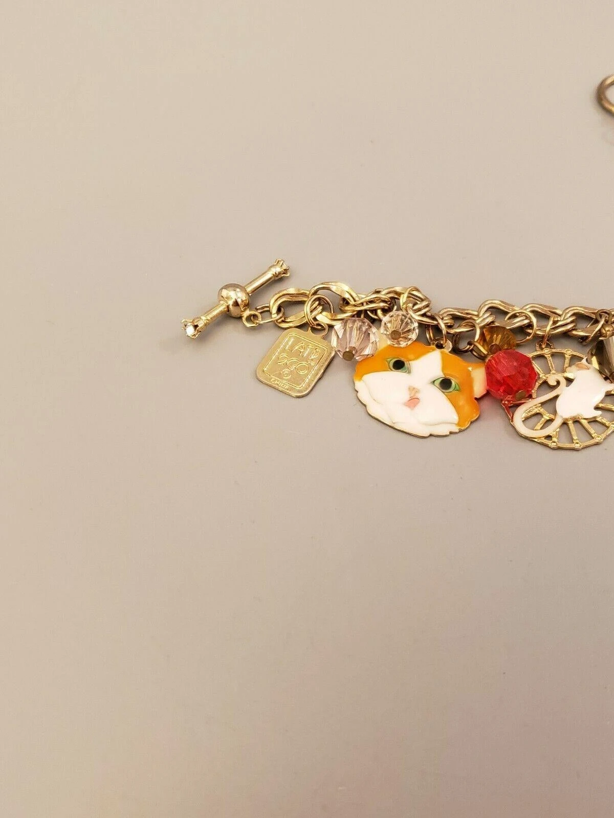 Lunch At The Ritz Signed Multi Charm Cats Mouse And Bird In Gilt Cage Bracelet 7 Lunch At The Ritz Signed Multi Charm Cats Mouse And Bird In Gilt Cage Bracelet – Image 5
