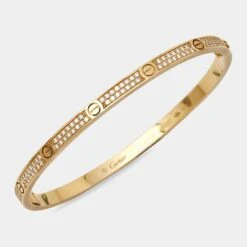 Cartier Love Diamonds 18k Yellow Gold Small Model Bracelet 17 12 Cartier Love Diamonds 18k Yellow Gold Small Model Bracelet 17 -Mode Bijouterie Magasin luxury women cartier used fine jewelry p791031 003 master