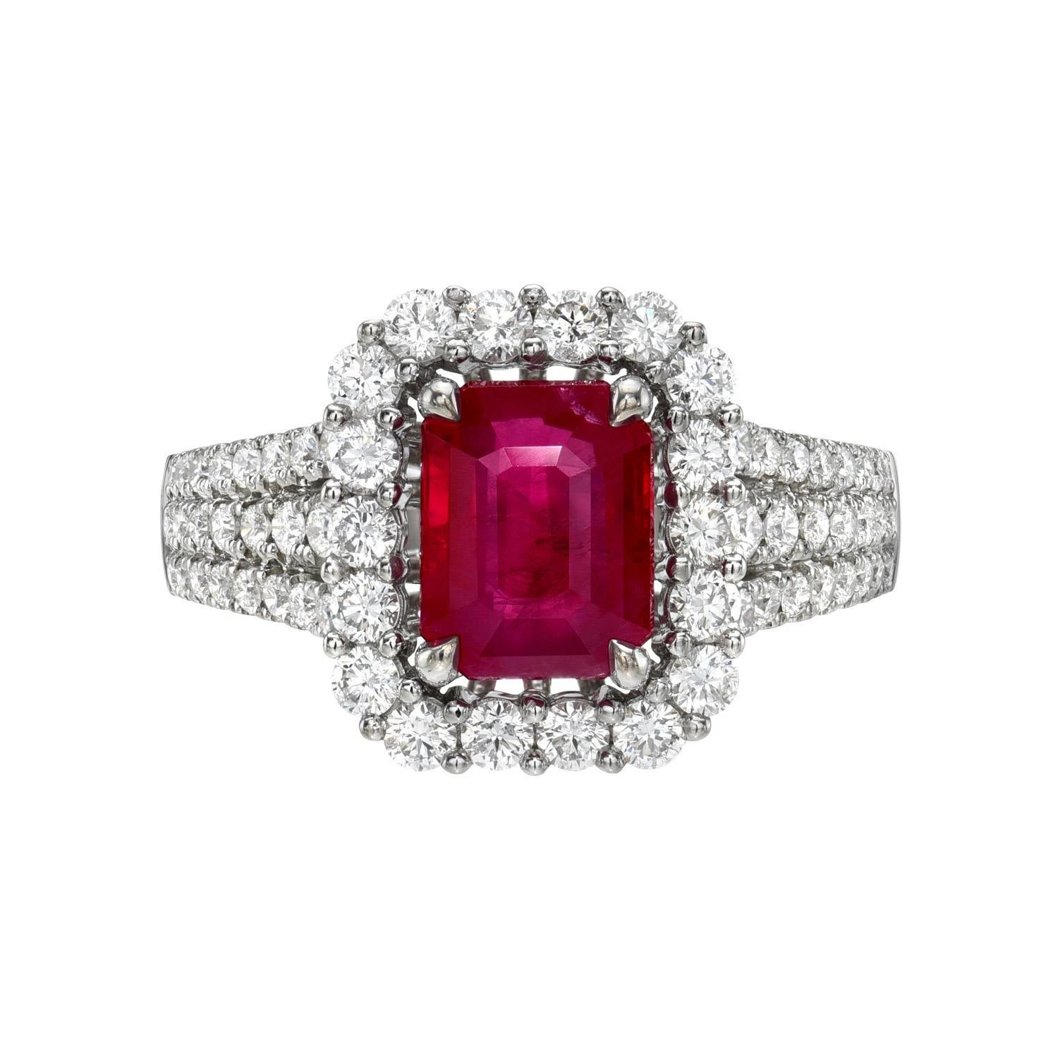 Ruby Ring 2.05 Carat Emerald Cut 5 Ruby Ring 2.05 Carat Emerald Cut – Image 3