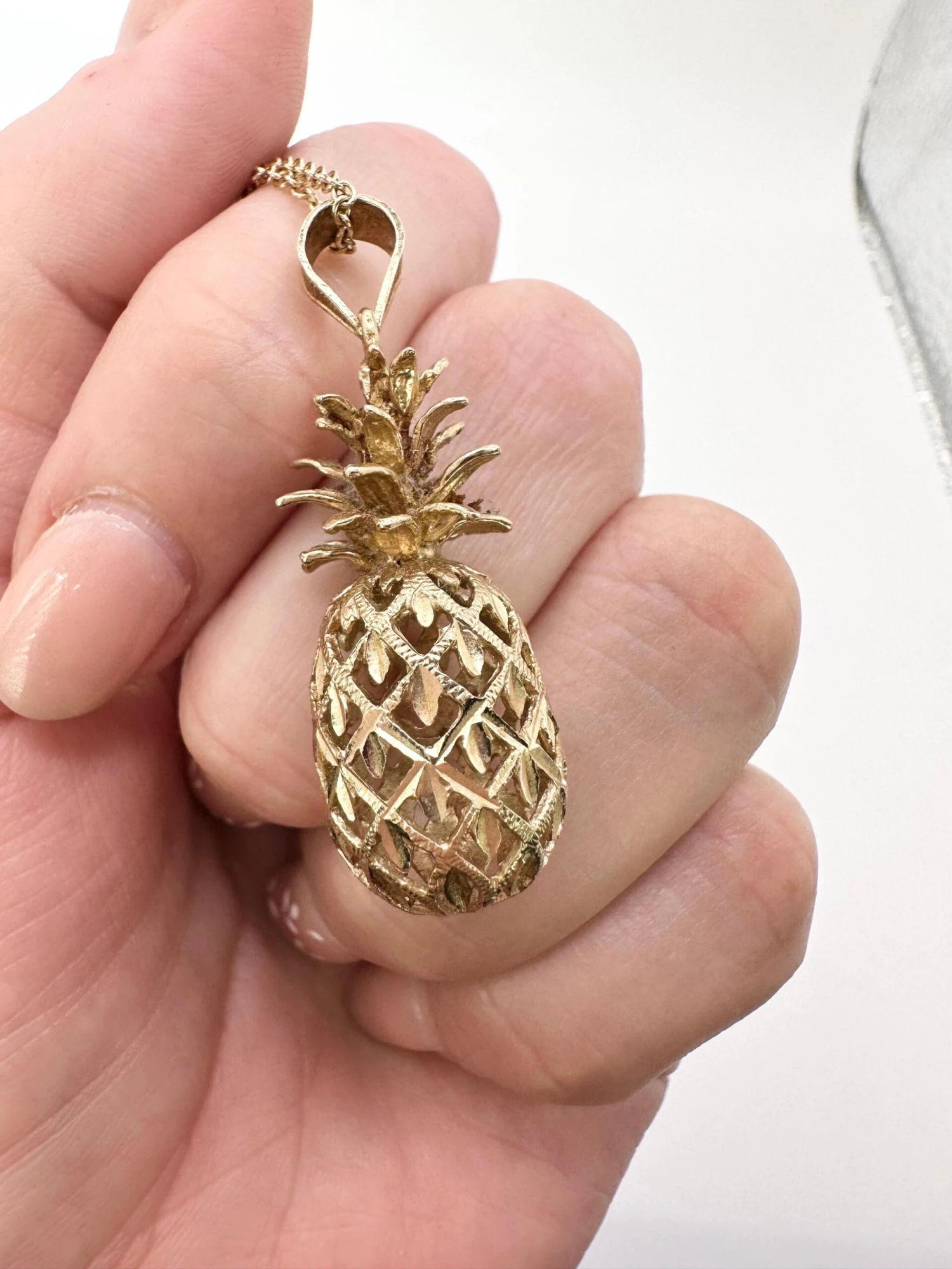 Unknown Pineapple Pendant Necklace 14 Karat Yellow Gold Necklace Ananas Pendant 4 Unknown Pineapple Pendant Necklace 14 Karat Yellow Gold Necklace Ananas Pendant – Image 2