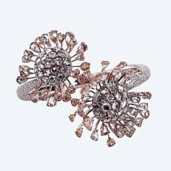 Lugano 30 Carat Mixed And Round Brilliant Colored Diamond Cuff