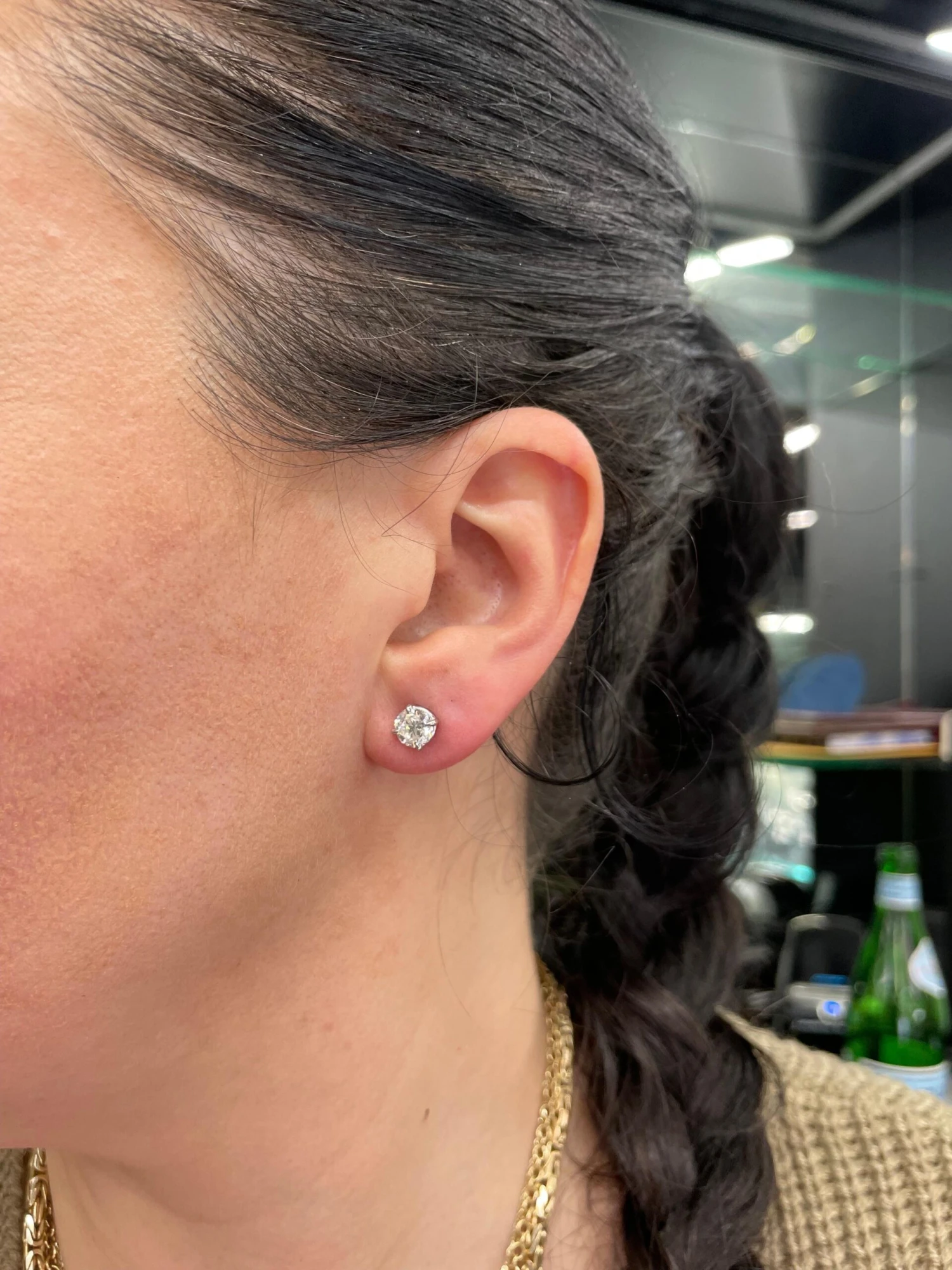 Diamond Stud Earrings 2.01 Carats K I2 14 Karat White Gold Basket Setting 10 Diamond Stud Earrings 2.01 Carats K I2 14 Karat White Gold Basket Setting – Image 8