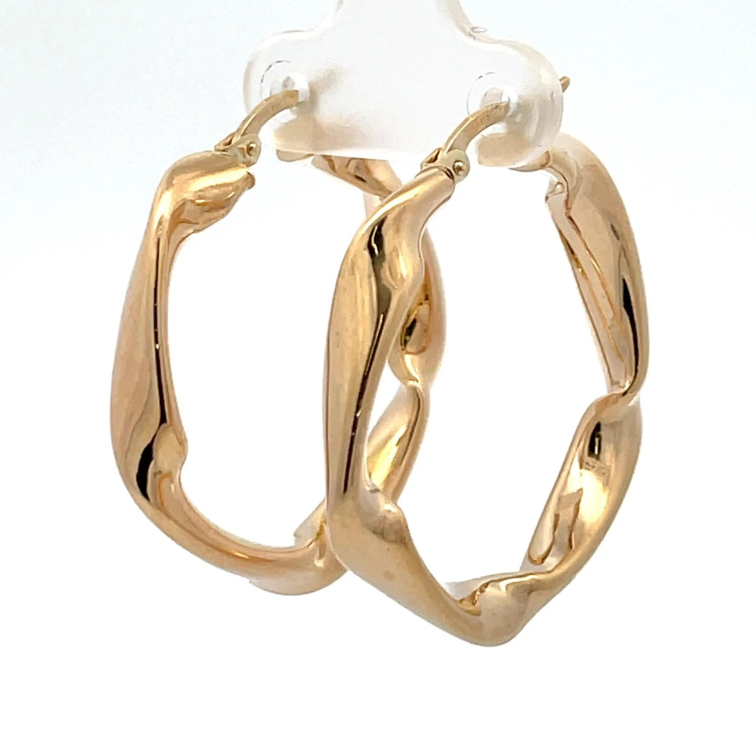 14 Karat Yellow Gold Wave Hoop Earrings 4.1 Grams Made In, Italy 5 14 Karat Yellow Gold Wave Hoop Earrings 4.1 Grams Made In, Italy – Image 3