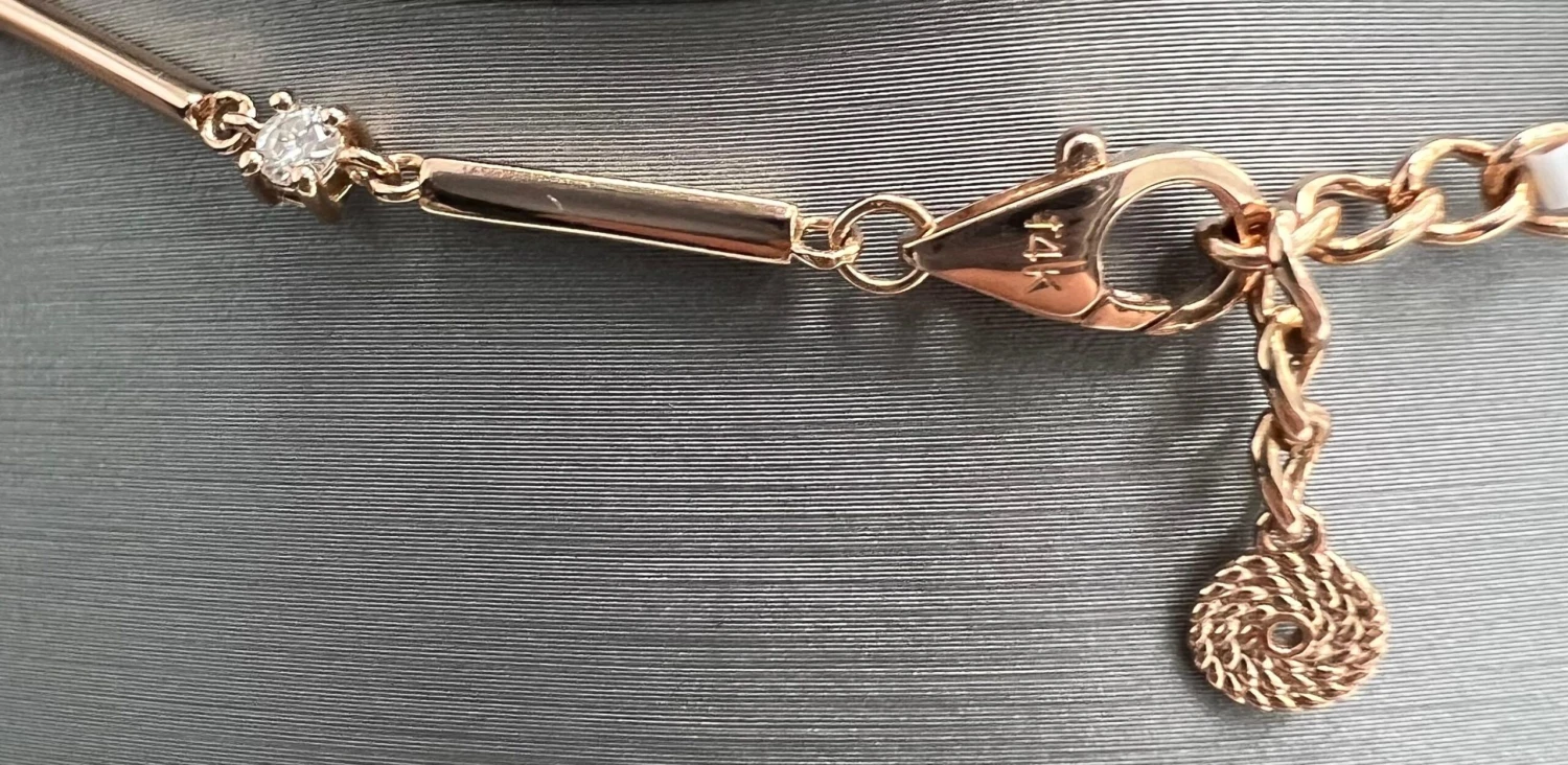 Unknown 14k Rose Gold Diamonds Necklace With 2.01 Natural Diamonds In A Gold-Bar Chain 7 Unknown 14k Rose Gold Diamonds Necklace With 2.01 Natural Diamonds In A Gold-Bar Chain – Image 5