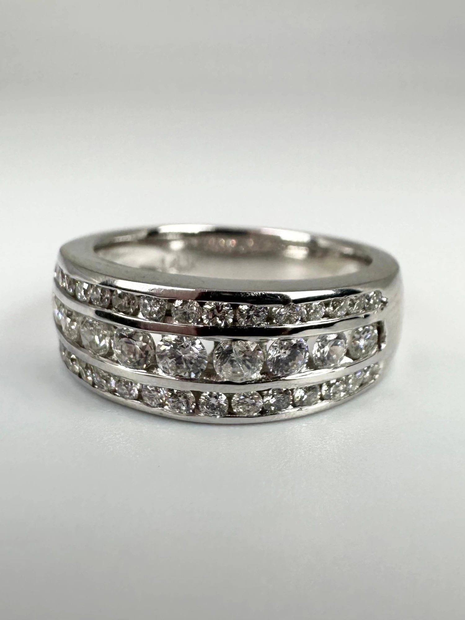 Unknown Diamond Wedding Band Wide Diamond Ring 14 Karat White Gold 0.75 Carat 4 Unknown Diamond Wedding Band Wide Diamond Ring 14 Karat White Gold 0.75 Carat – Image 2