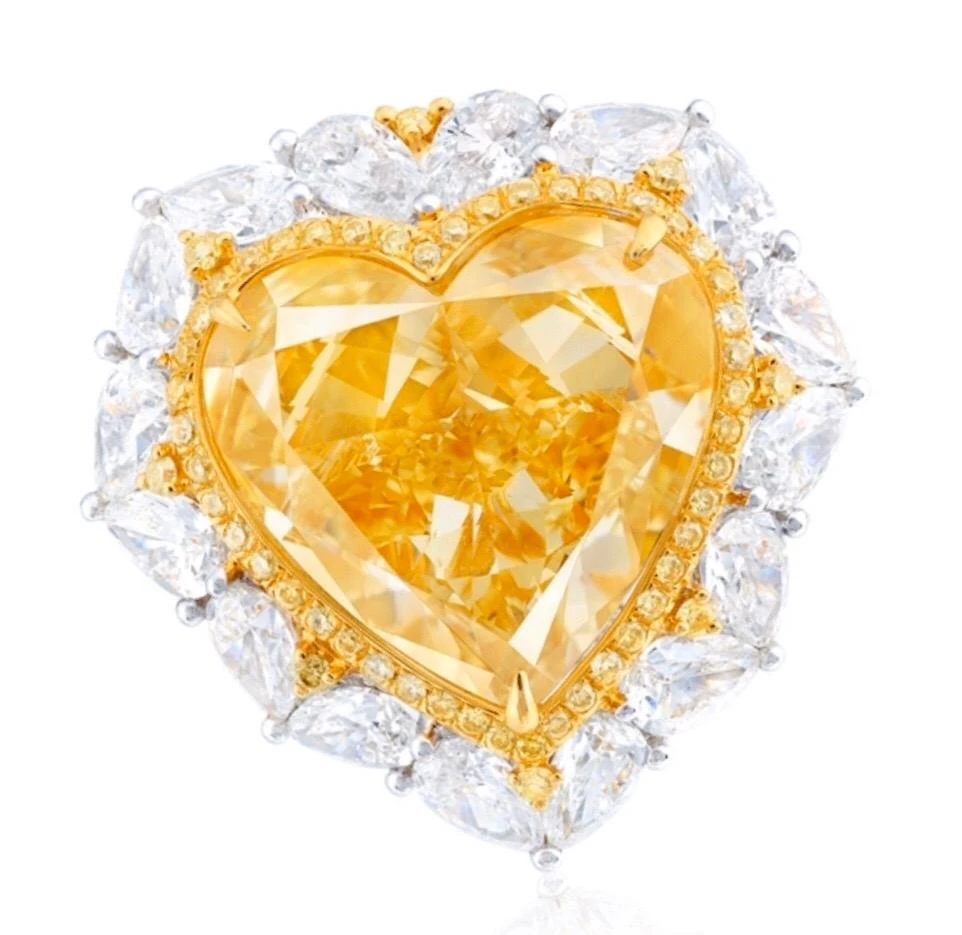 Emilio Jewelry 10.00 Carat Gia Certified Fancy Intense Yellow Heart Diamond Ring 4 Emilio Jewelry 10.00 Carat Gia Certified Fancy Intense Yellow Heart Diamond Ring – Image 2