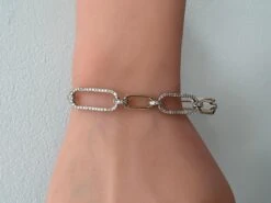 Unknown 14K Two-Tone Paper-Clip Oval Shape Bracelet With 1.56 Carats Of Natural Diamonds