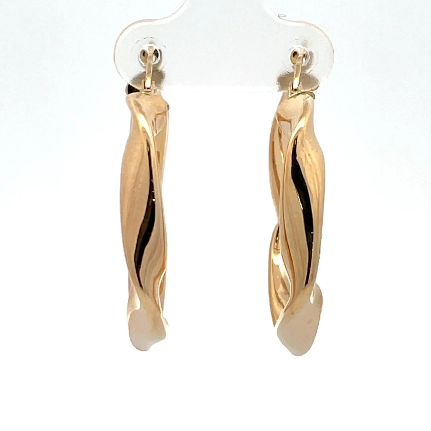 14 Karat Yellow Gold Wave Hoop Earrings 4.1 Grams Made In, Italy 4 14 Karat Yellow Gold Wave Hoop Earrings 4.1 Grams Made In, Italy – Image 2