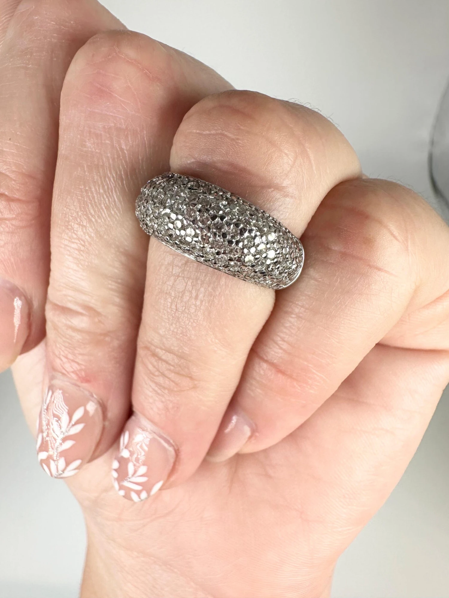 Unknown Pave Set Diamond Ring 14 Karat White Gold Cocktail Ring 7 Unknown Pave Set Diamond Ring 14 Karat White Gold Cocktail Ring – Image 5