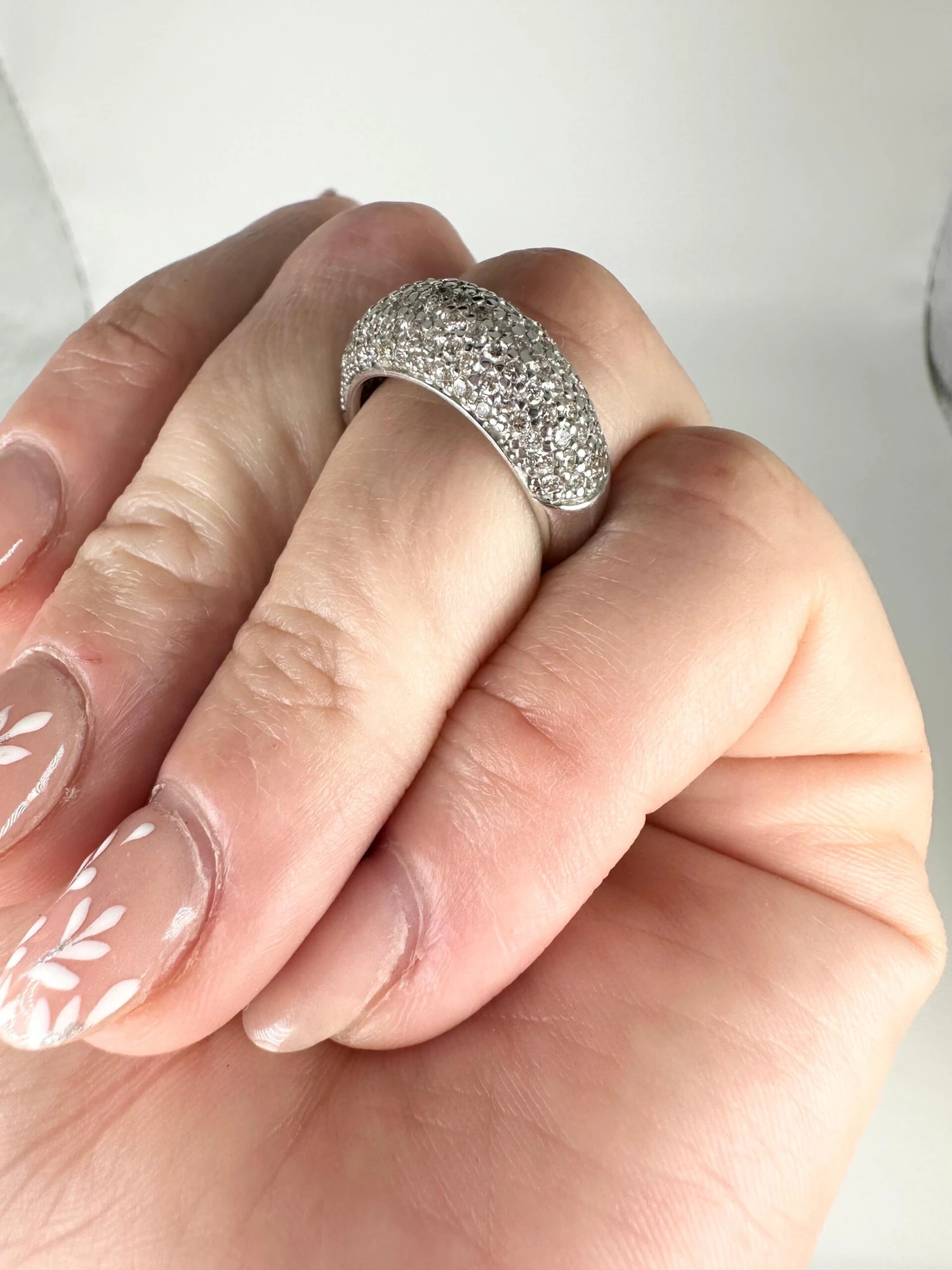 Unknown Pave Set Diamond Ring 14 Karat White Gold Cocktail Ring 8 Unknown Pave Set Diamond Ring 14 Karat White Gold Cocktail Ring – Image 6