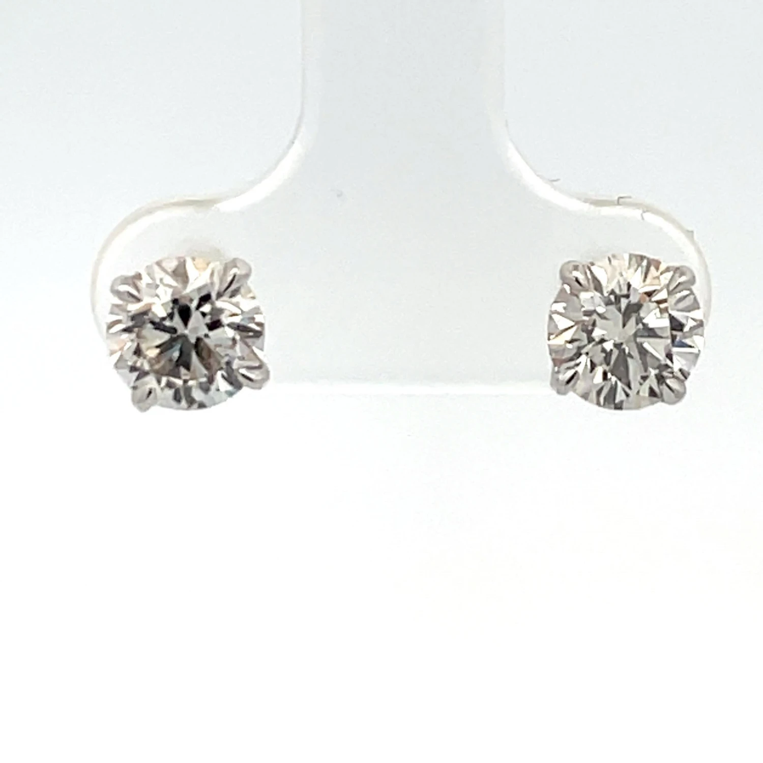 Diamond Stud Earrings 2.01 Carats K I2 14 Karat White Gold Basket Setting 6 Diamond Stud Earrings 2.01 Carats K I2 14 Karat White Gold Basket Setting – Image 4