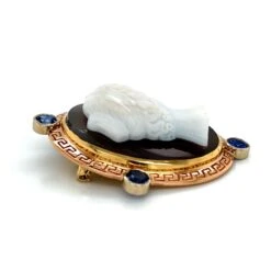 Antique Cameo Of A Woman Pin 18k Yellow, White And Rose Gold 2.5ct Of Sapphires -Mode Bijouterie Magasin mobilejpegupload A6AF89EC797C4535A8050225F3419A8D master