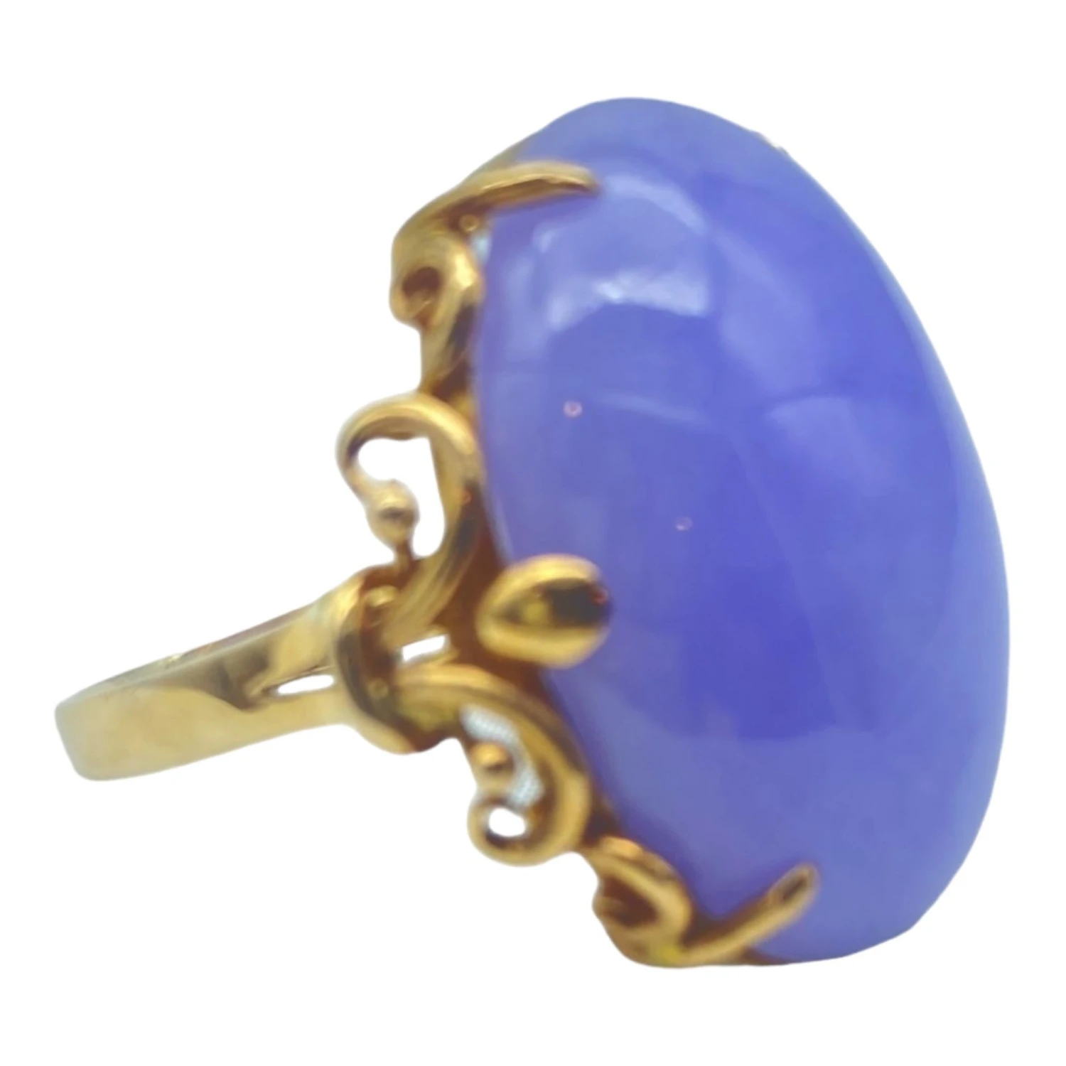 Unknown 14k Lavender Jade Natural Filigree Yellow Gold Ring 5 Unknown 14k Lavender Jade Natural Filigree Yellow Gold Ring – Image 3