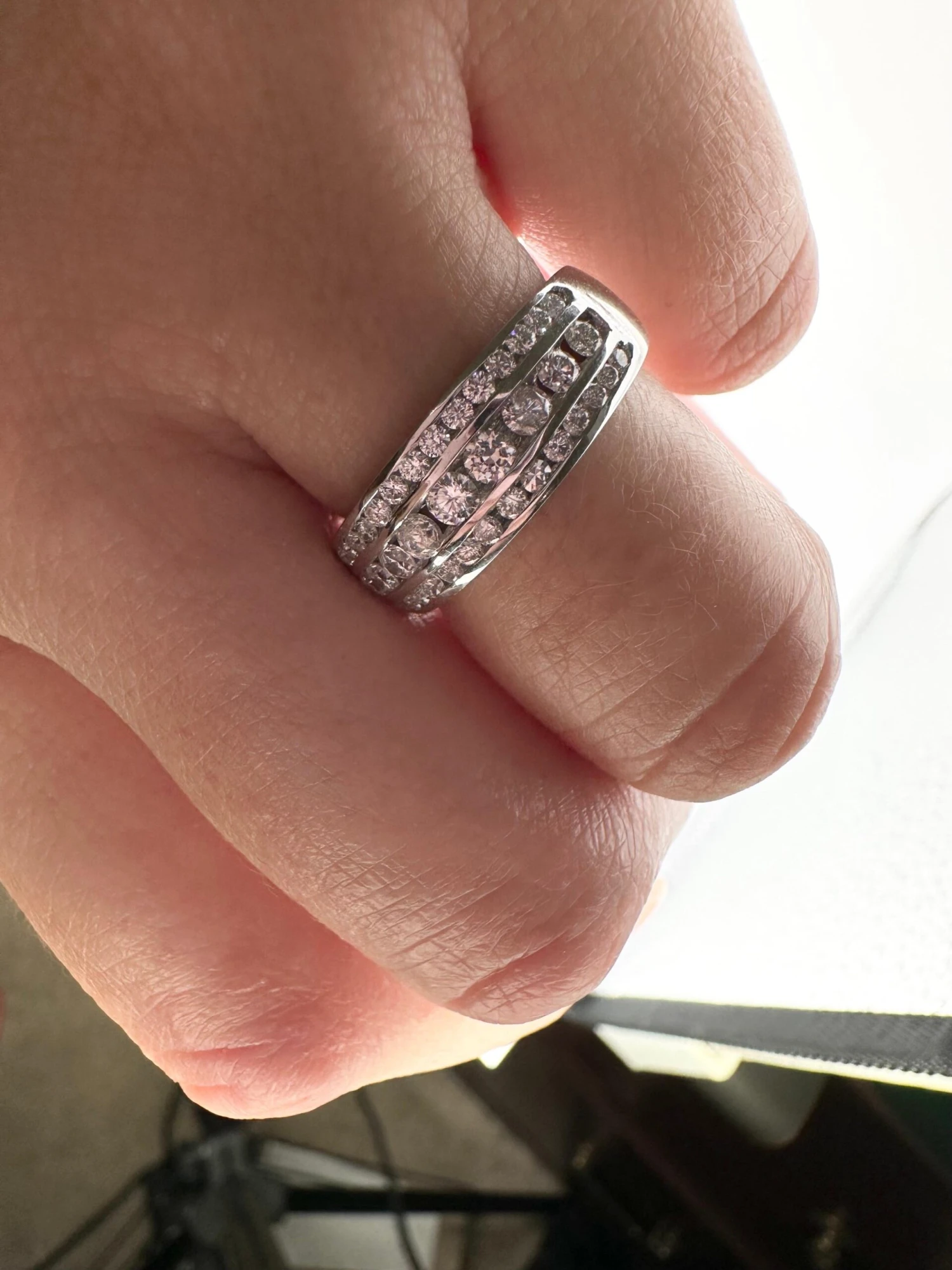 Unknown Diamond Wedding Band Wide Diamond Ring 14 Karat White Gold 0.75 Carat 9 Unknown Diamond Wedding Band Wide Diamond Ring 14 Karat White Gold 0.75 Carat – Image 7