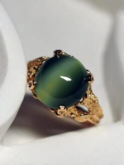 Nephrite Jade Gold Ring Green Cats Eye Effect Chatoyancy Engagement Ring -Mode Bijouterie Magasin nephrite gold ring gabilo 180415 16 master