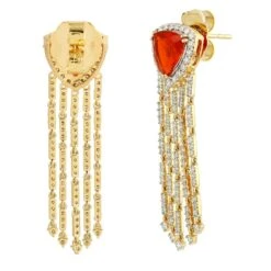 1.99 Carats Fire Opal Diamond 14 Karat Gold Chain Drop Earrings -Mode Bijouterie Magasin ops 21013 1 master