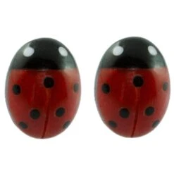 18 Karat White Gold Mediterranean Coral Ladybug Stud Earrings -Mode Bijouterie Magasin orecchini coccinella org master