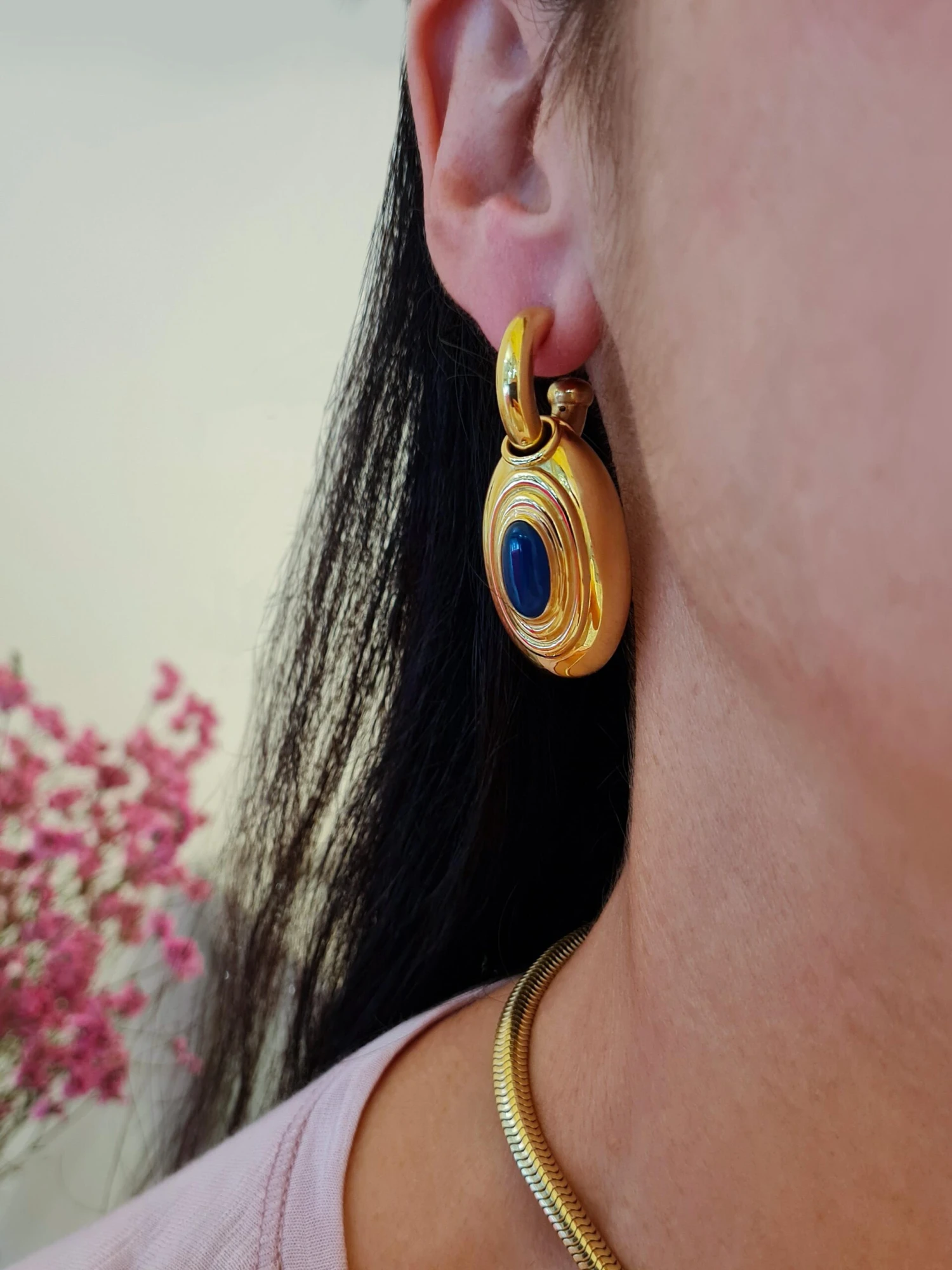 Unknown 18 Kt Yellow Gold And Blue Agate Earrings 10 Unknown 18 Kt Yellow Gold And Blue Agate Earrings – Image 8