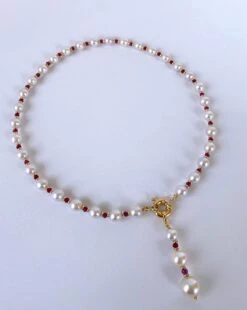 Marina J. Valentines Ruby, Pearl And Solid 14k Yellow Gold Necklace 12 Marina J. Valentines Ruby, Pearl And Solid 14k Yellow Gold Necklace -Mode Bijouterie Magasin r4 master