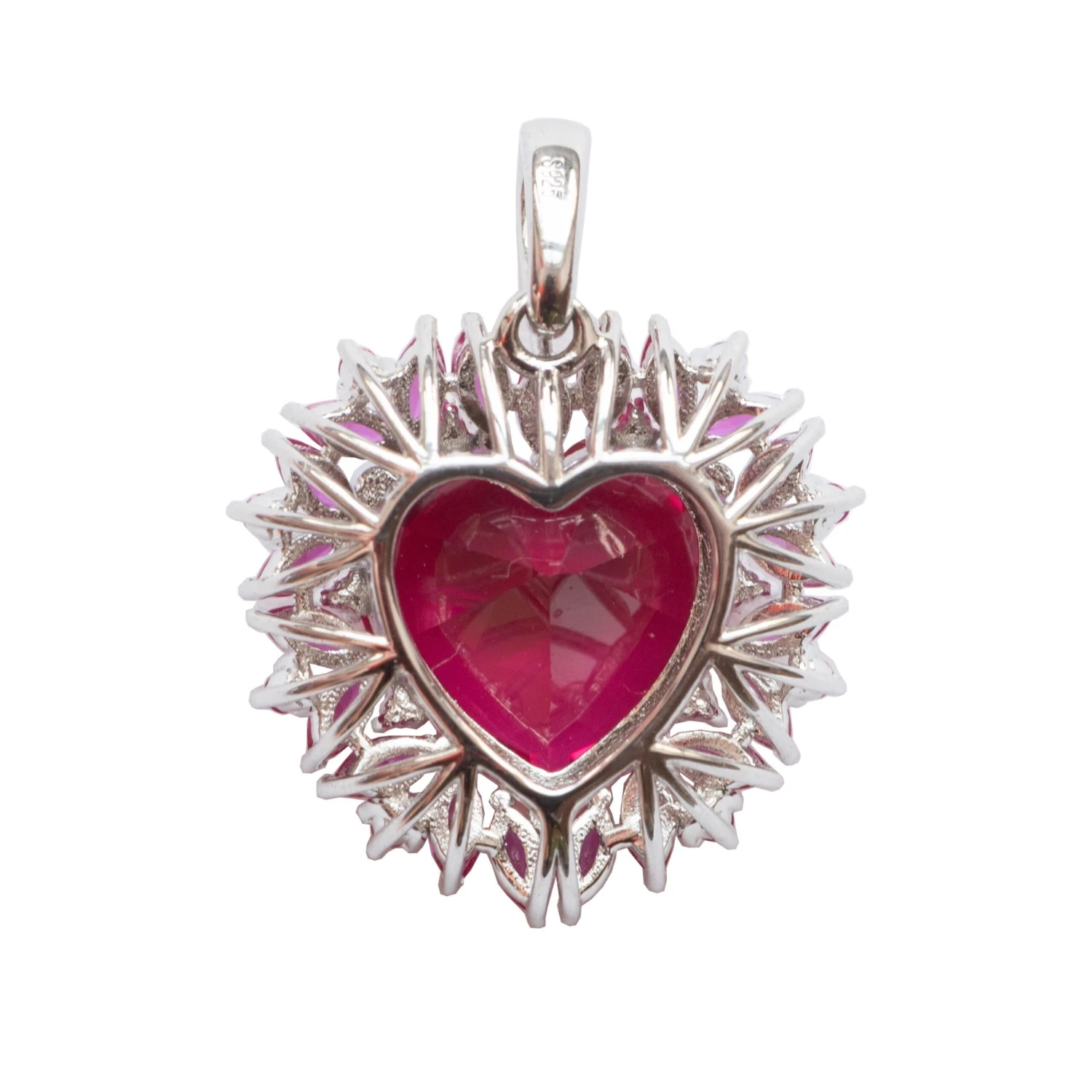 Beating Heart Pendant, Rubies And Emeralds, Silver 4 Beating Heart Pendant, Rubies And Emeralds, Silver – Image 2