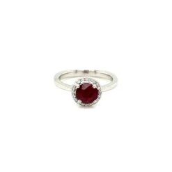 Unknown 1.05 Carat Round Brilliant Ruby And Diamond Ring In Platinum -Mode Bijouterie Magasin ruby halo 3 master