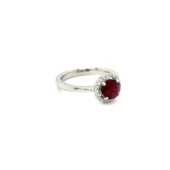 Unknown 1.05 Carat Round Brilliant Ruby And Diamond Ring In Platinum -Mode Bijouterie Magasin ruby halo 4 master