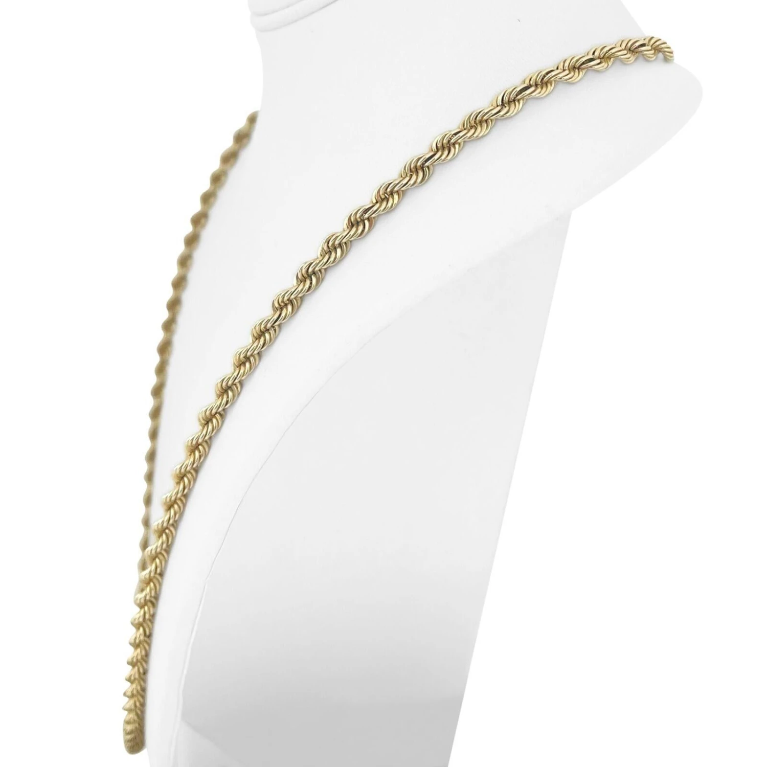 Unknown 14 Karat Yellow Gold Solid Heavy Long Rope Chain Necklace 4 Unknown 14 Karat Yellow Gold Solid Heavy Long Rope Chain Necklace – Image 2