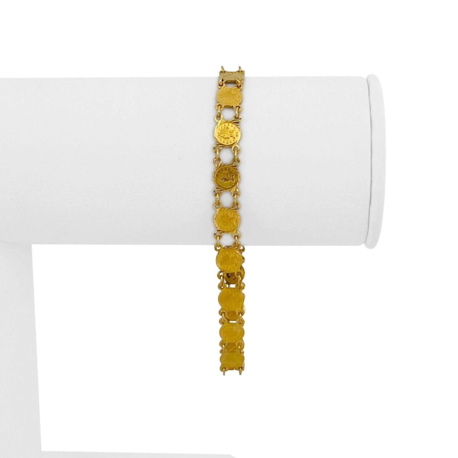 Unknown 22 Karat Yellow Gold Ladies Small Coin Link Bracelet 5 Unknown 22 Karat Yellow Gold Ladies Small Coin Link Bracelet – Image 3