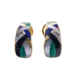 Asch Grossbardt MOP Malachite Onyx Lapis Inlay Diamond Gold Earrings -Mode Bijouterie Magasin s l1600 22b21775 b2cf 424a 80f6 549600b2754b master