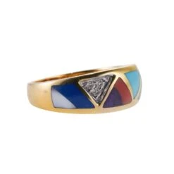 Asch Grossbardt MOP Turquoise Coral Lapis Inlay Diamond Gold Ring 10 Asch Grossbardt MOP Turquoise Coral Lapis Inlay Diamond Gold Ring -Mode Bijouterie Magasin s l1600 2 530f4e20 2898 4ad0 bcc7 c4f3ad50b436 master