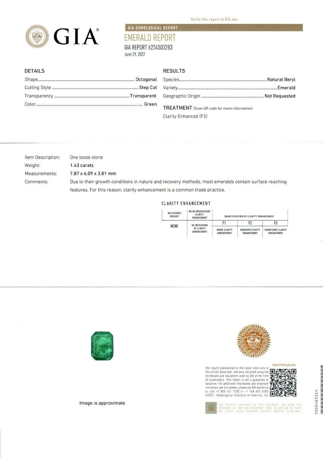 New 14k Gold 1.43ctw GIA Octagonal Prong Green Emerald Solitaire Engagement Ring 13 New 14k Gold 1.43ctw GIA Octagonal Prong Green Emerald Solitaire Engagement Ring – Image 11