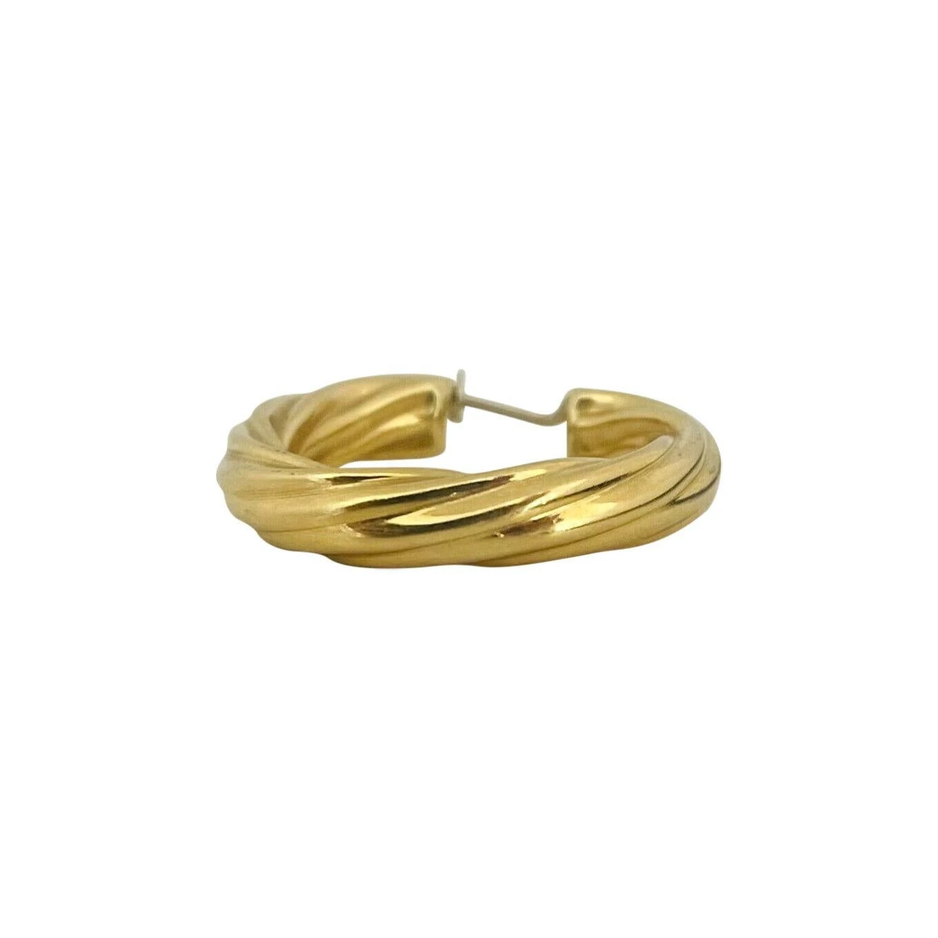 Unknown 18 Karat Yellow Gold Ladies Polished Twisted Hoop Earrings, Italy 5 Unknown 18 Karat Yellow Gold Ladies Polished Twisted Hoop Earrings, Italy – Image 3