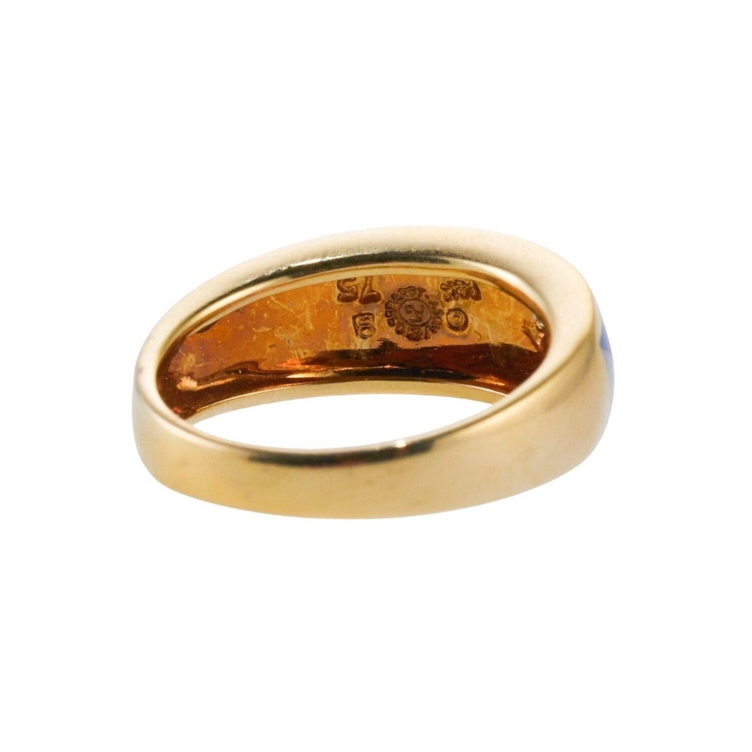 Asch Grossbardt MOP Turquoise Coral Lapis Inlay Diamond Gold Ring 5 Asch Grossbardt MOP Turquoise Coral Lapis Inlay Diamond Gold Ring – Image 3