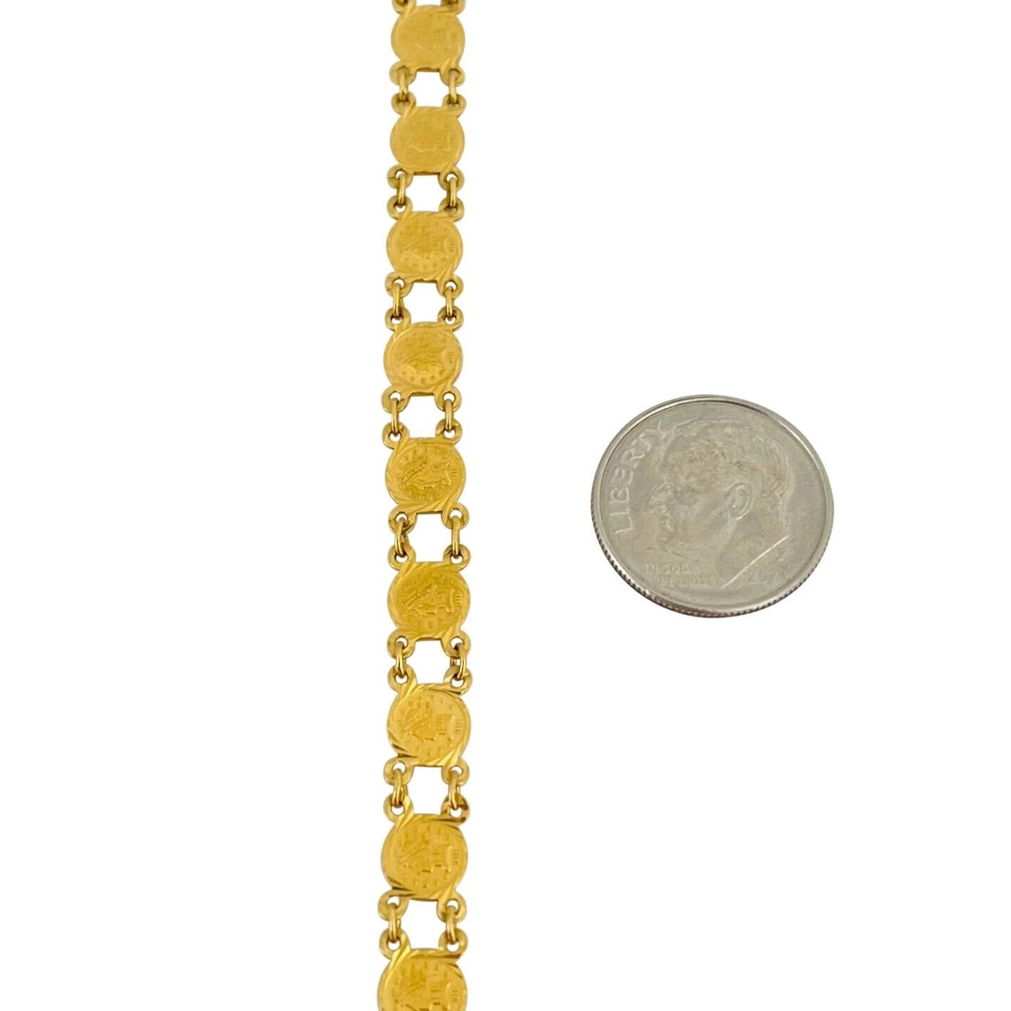Unknown 22 Karat Yellow Gold Ladies Small Coin Link Bracelet 7 Unknown 22 Karat Yellow Gold Ladies Small Coin Link Bracelet – Image 5