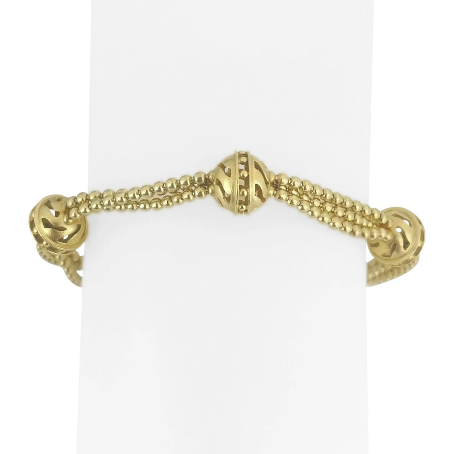 Paul Morelli 18 Karat Yellow Gold Fancy Beaded Ball Station Link Bracelet 9 Paul Morelli 18 Karat Yellow Gold Fancy Beaded Ball Station Link Bracelet – Image 7