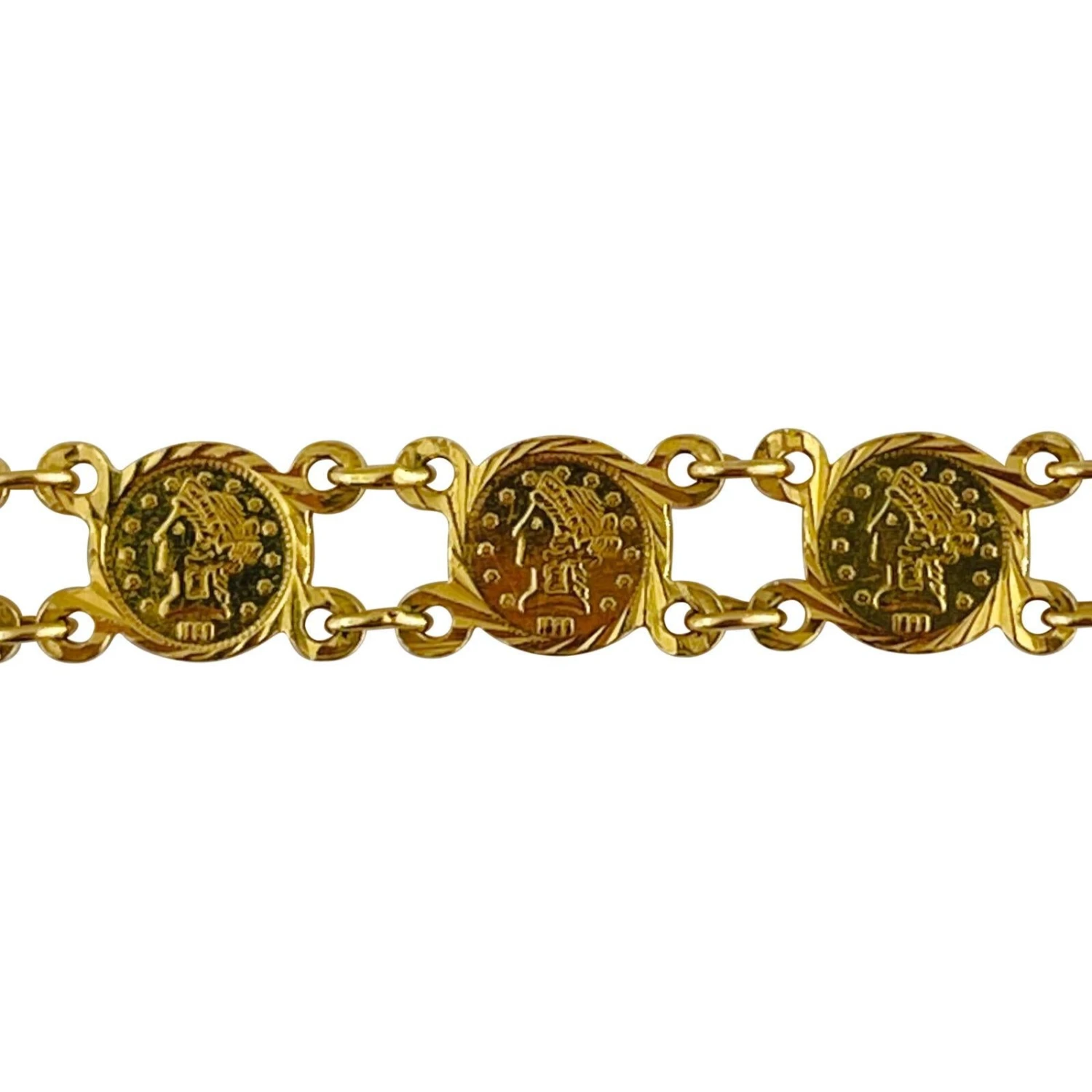 Unknown 22 Karat Yellow Gold Ladies Small Coin Link Bracelet 11 Unknown 22 Karat Yellow Gold Ladies Small Coin Link Bracelet – Image 9